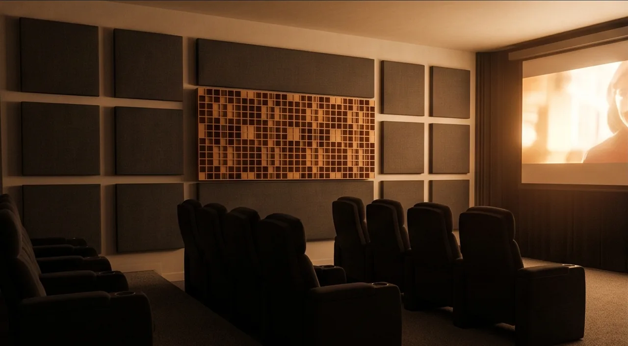 Acoustic treatment stage 4: The result: a treated, calibrated room designed for accurate and immersive sound.